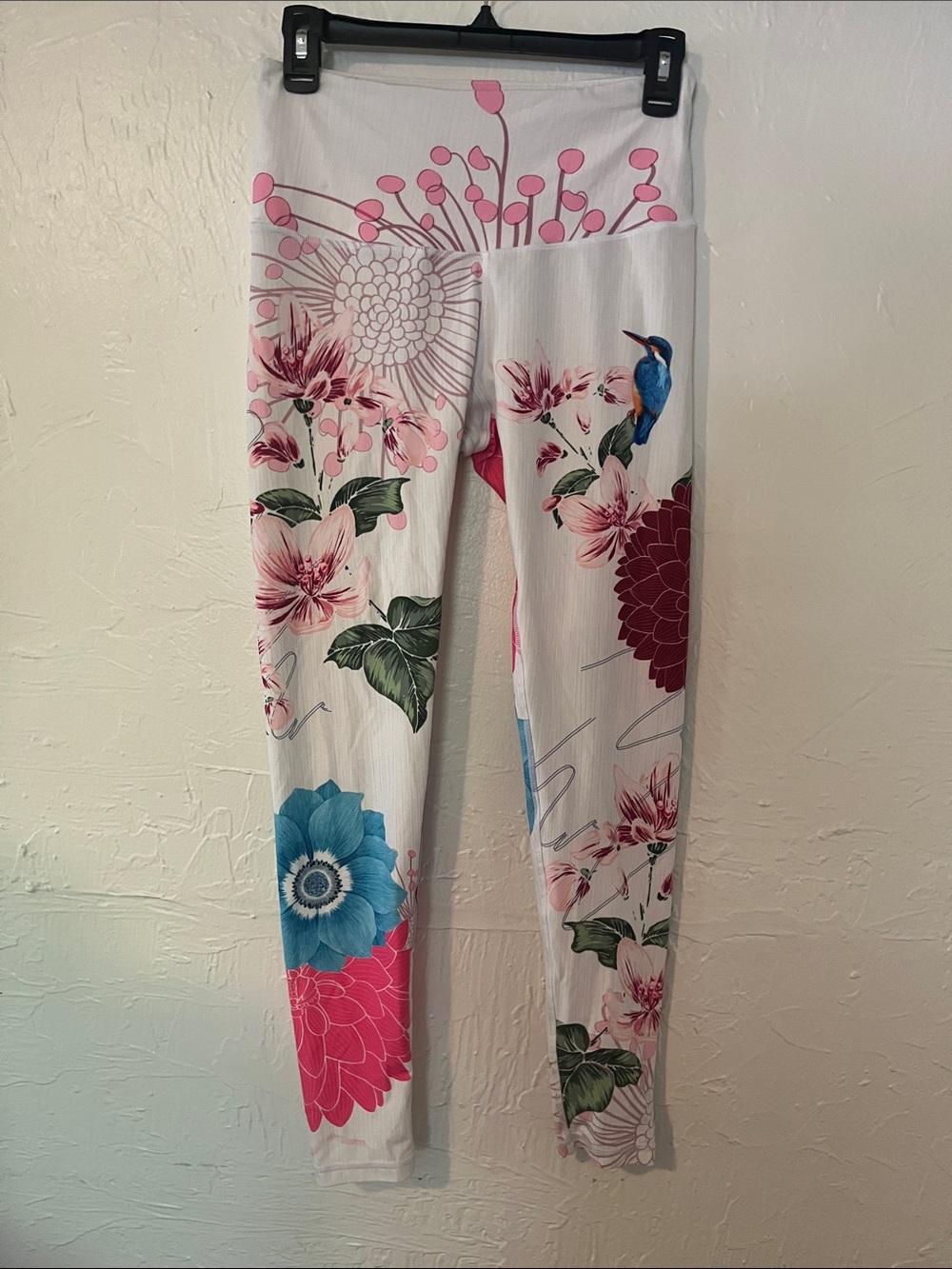 Floral High-Waist Leggings with Pink & Blue Blooms